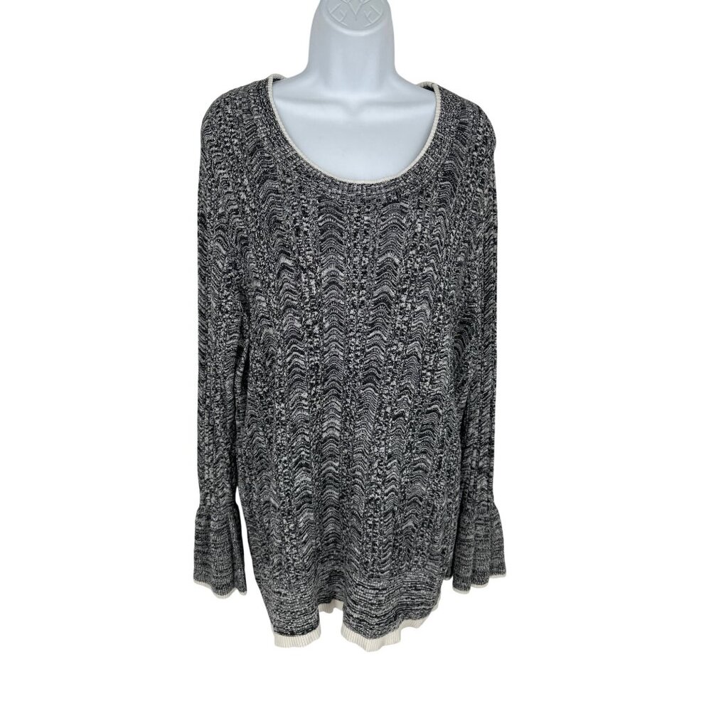 Lane Bryant Womens Black & White Knit Sweater With Flared Cuffs Size 22/24